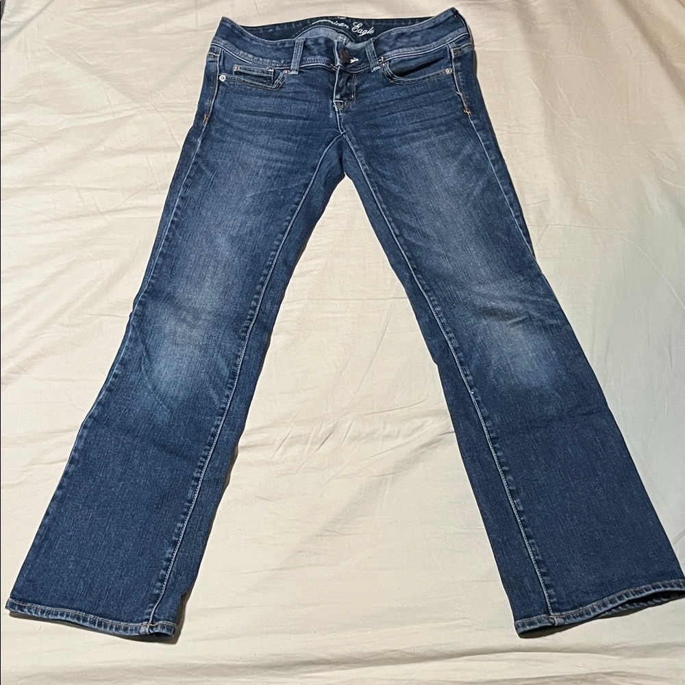 American Eagle Outfitters Dark Blue Flare Jeans 00 Short